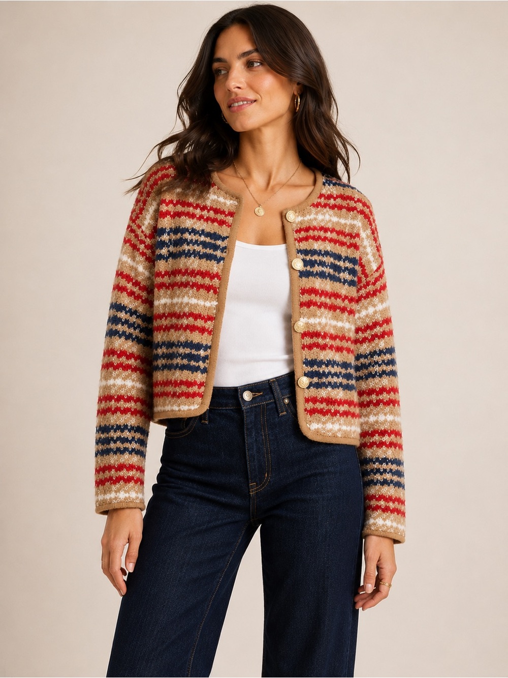 J.Crew Sweater Lady Jacket in Plaid Bouclé Yarn | Size Medium
